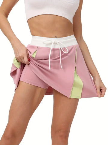 Sporty Tennis Skirt with Thin Band Waist