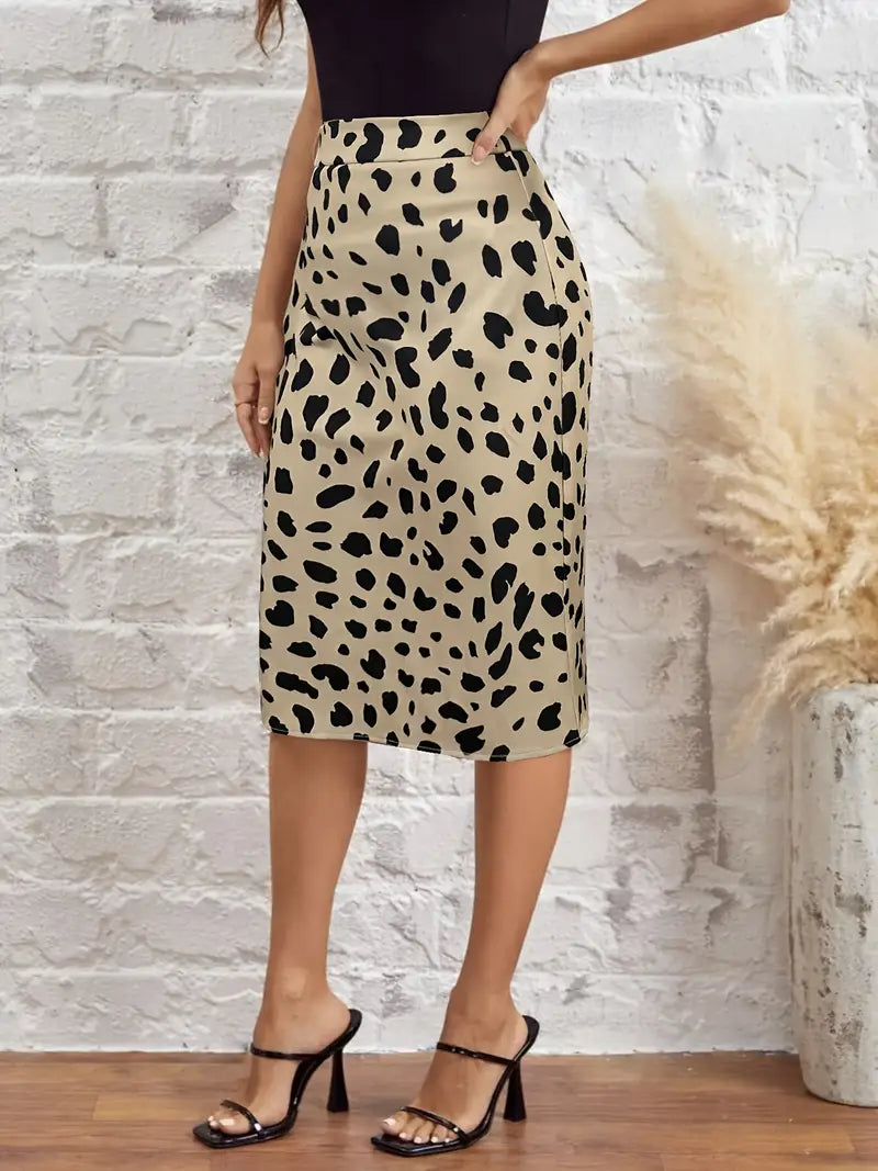 Leopard Print Midi Pencil Skirt