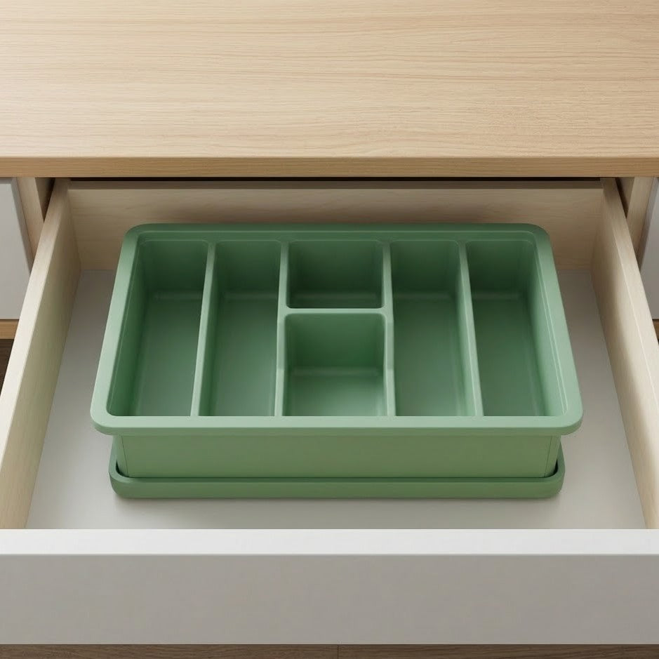 Organizer Tray With Expandable Sides For Kitchen Drawers