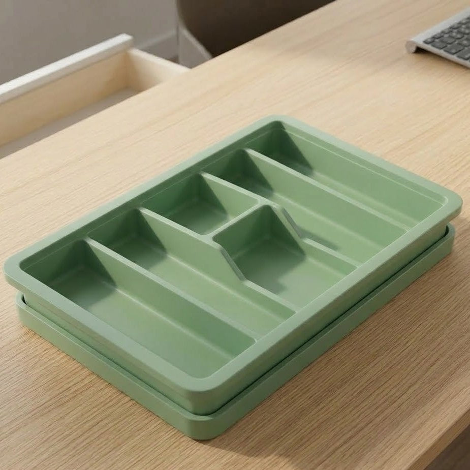 Organizer Tray With Expandable Sides For Kitchen Drawers