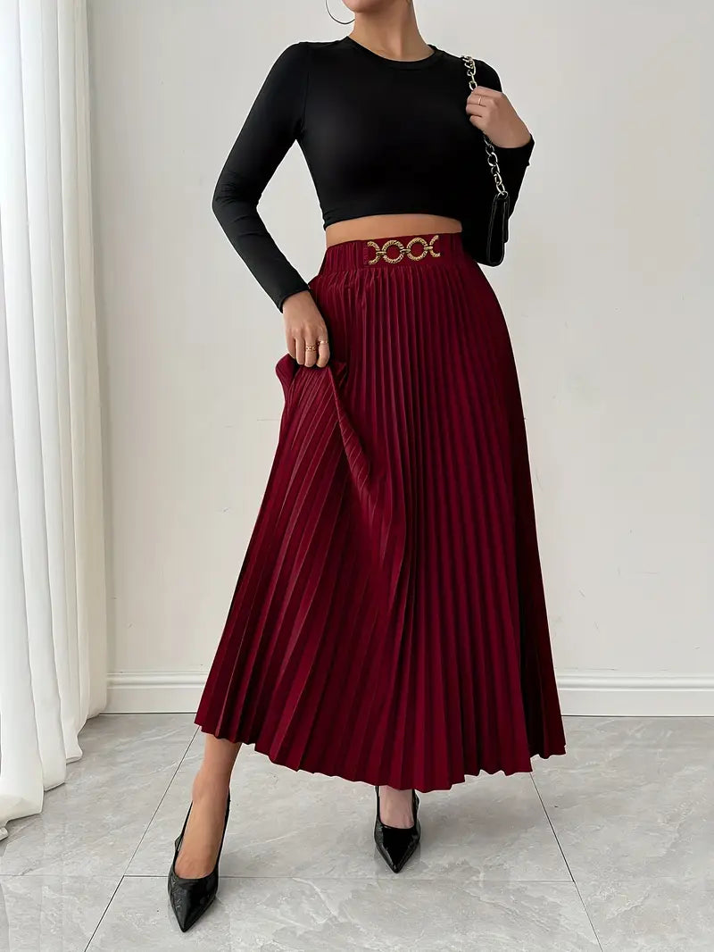 Elegant High-Waist Pleated Skirt
