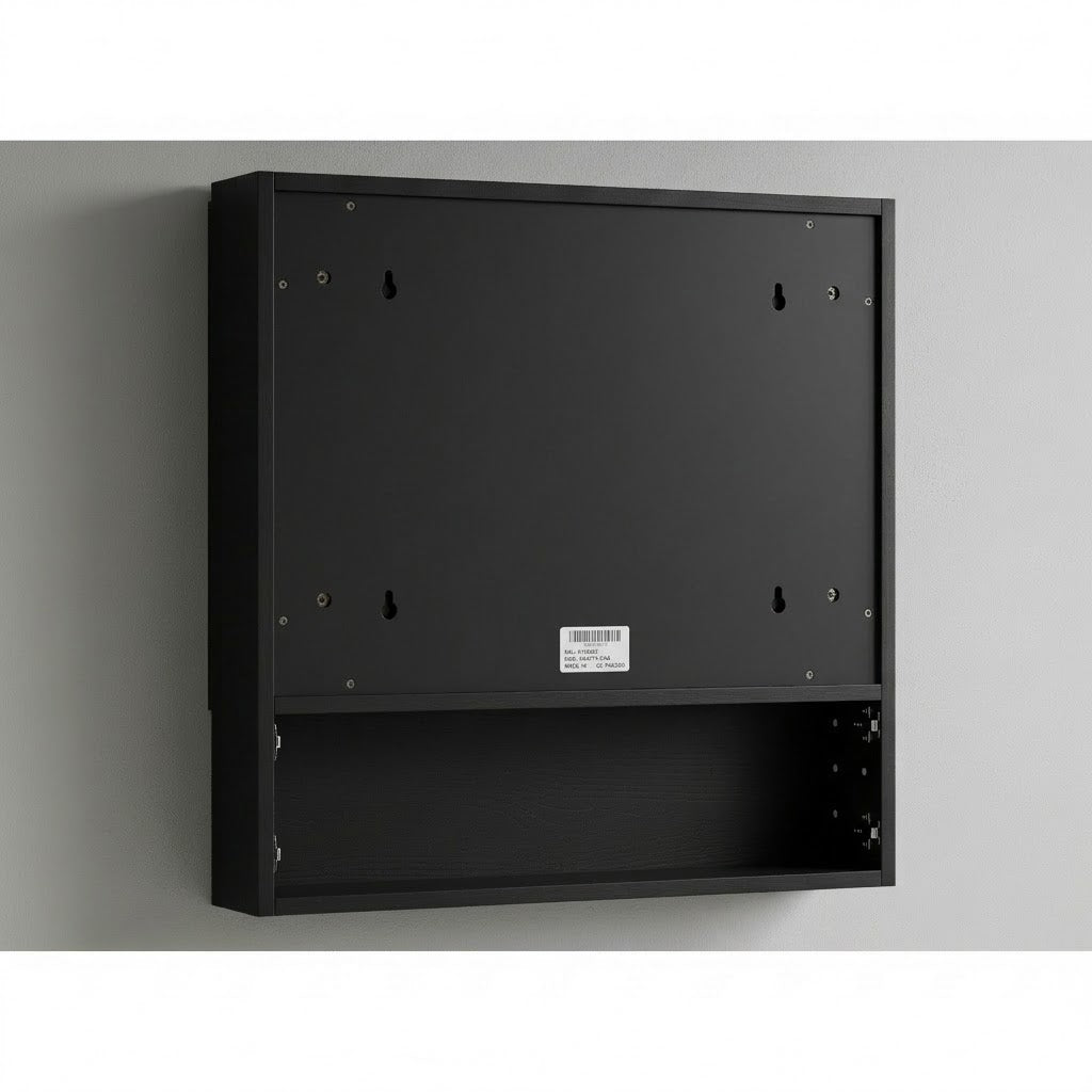 Wall Cabinet With Mirror Doors and Adjustable Interior Shelf