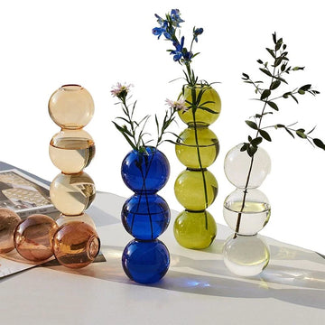 Textured Bubble Glass Flower Vase