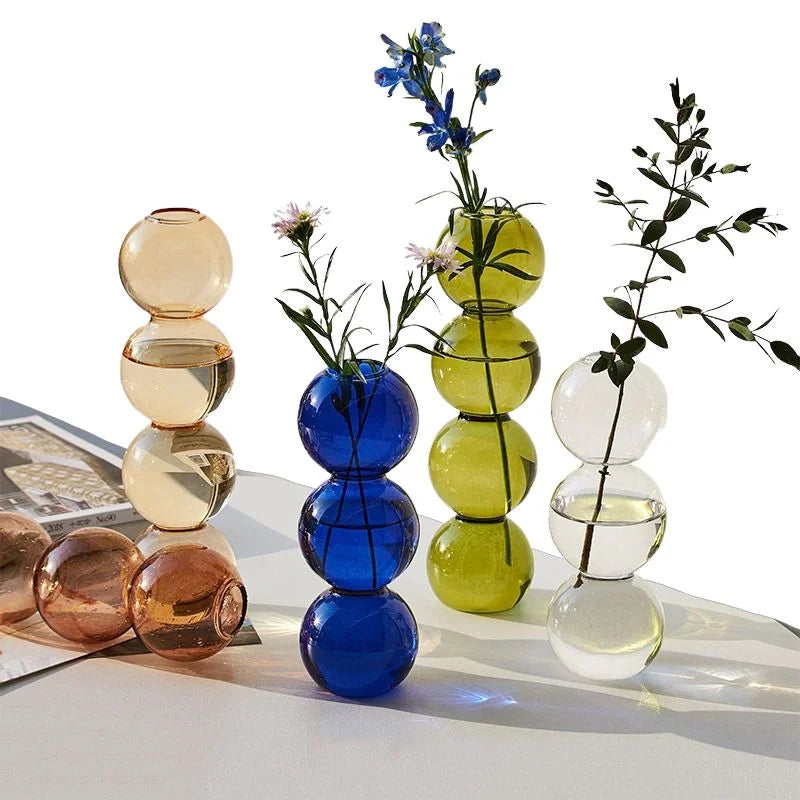 Textured Bubble Glass Flower Vase