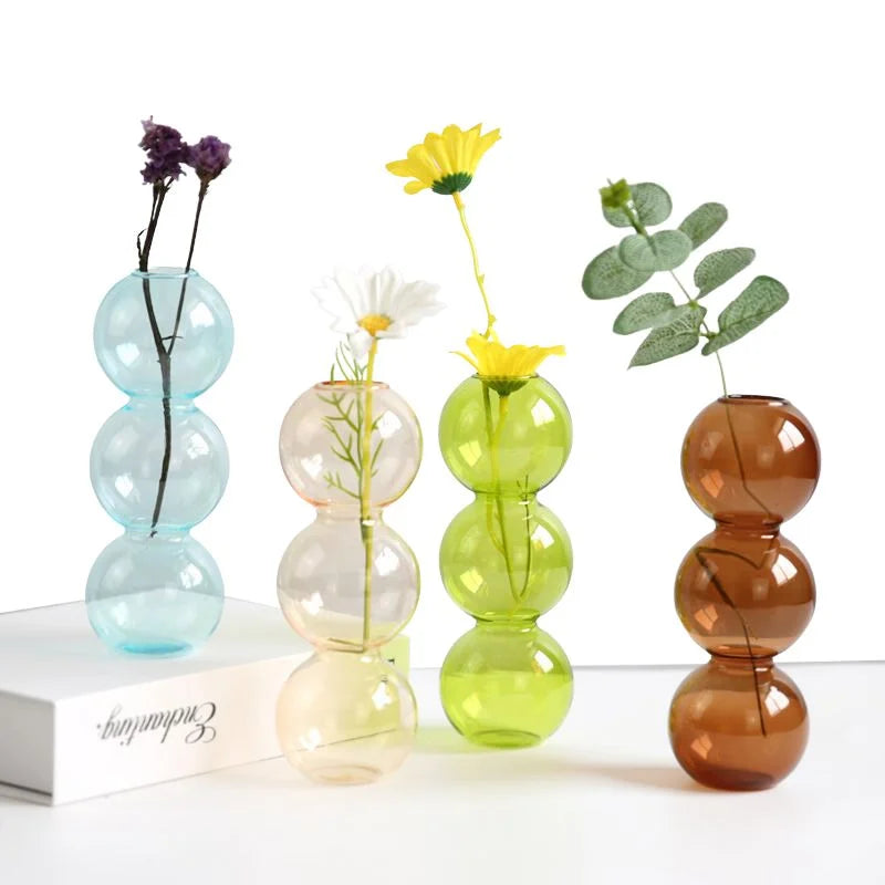 Textured Bubble Glass Flower Vase