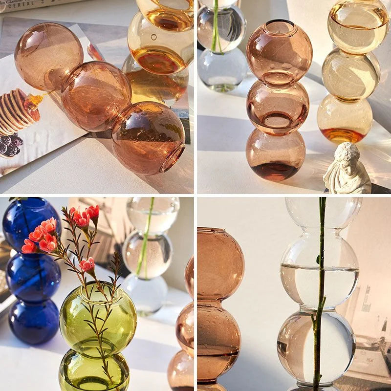 Textured Bubble Glass Flower Vase