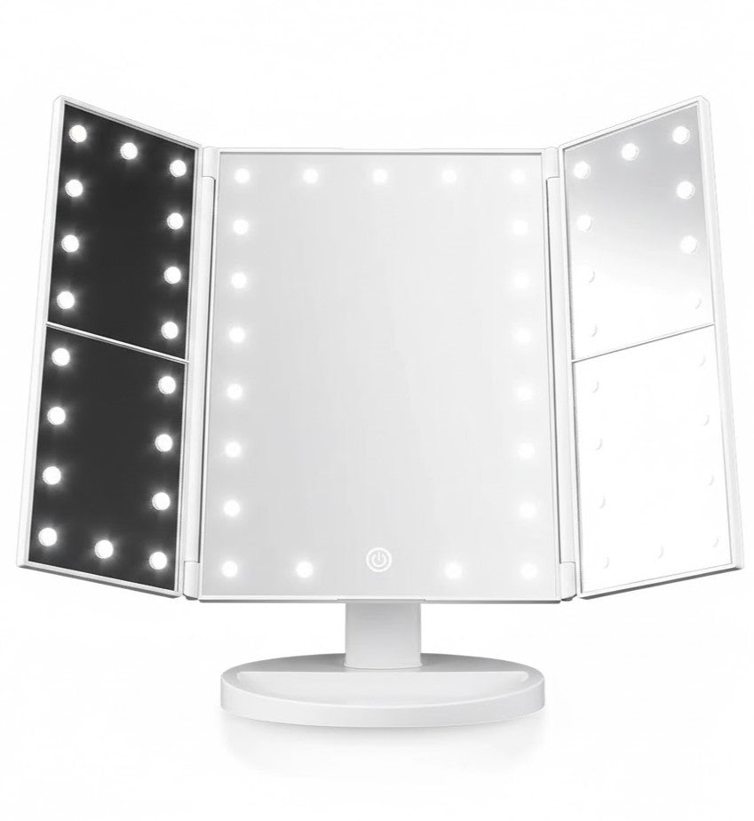 Folding LED Mirror on Stand