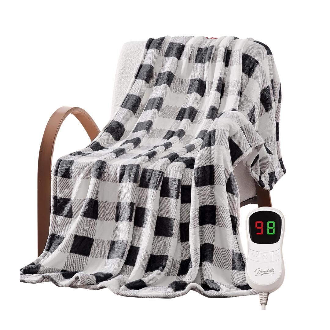 Heated Blanket With Flannel Surface and Adjustable Output