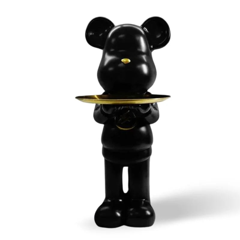 Bear Figure Sculpture with Built-In Display Tray