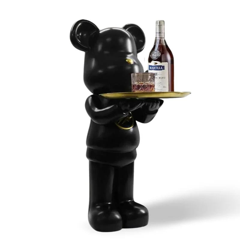 Bear Figure Sculpture with Built-In Display Tray