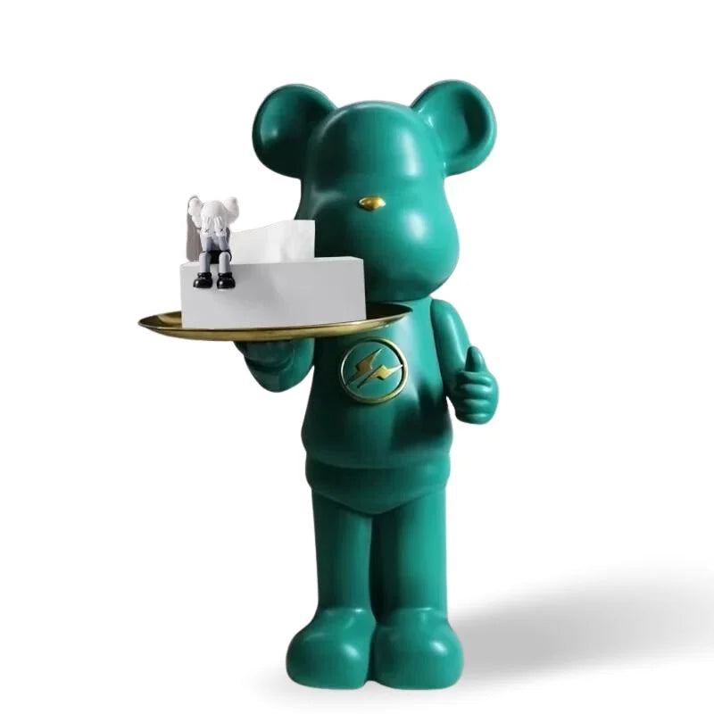 Bear Figure Sculpture with Built-In Display Tray