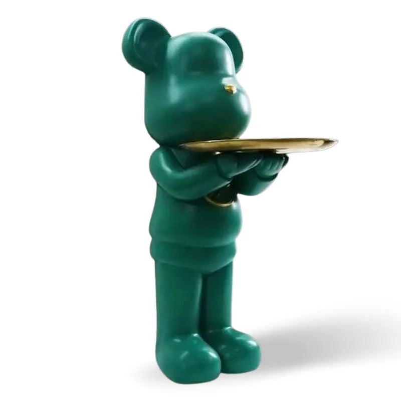 Bear Figure Sculpture with Built-In Display Tray