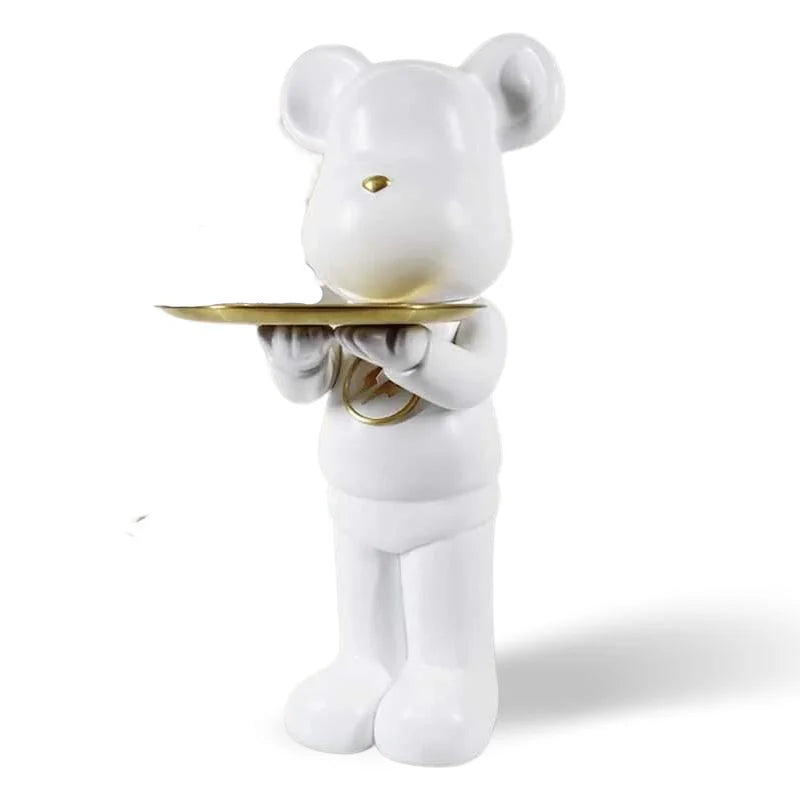 Bear Figure Sculpture with Built-In Display Tray