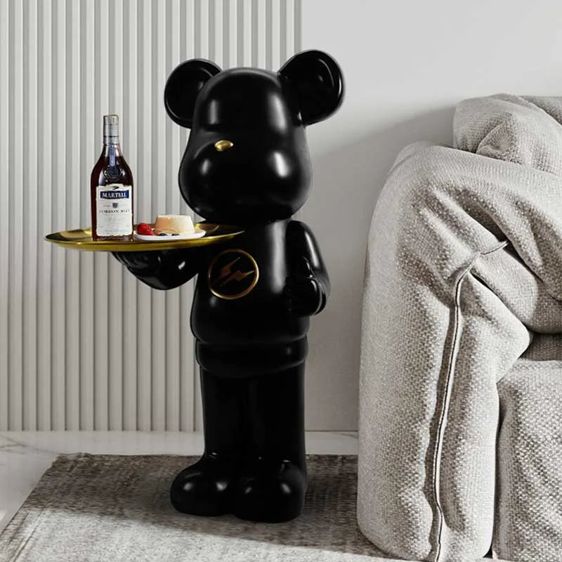 Bear Figure Sculpture with Built-In Display Tray