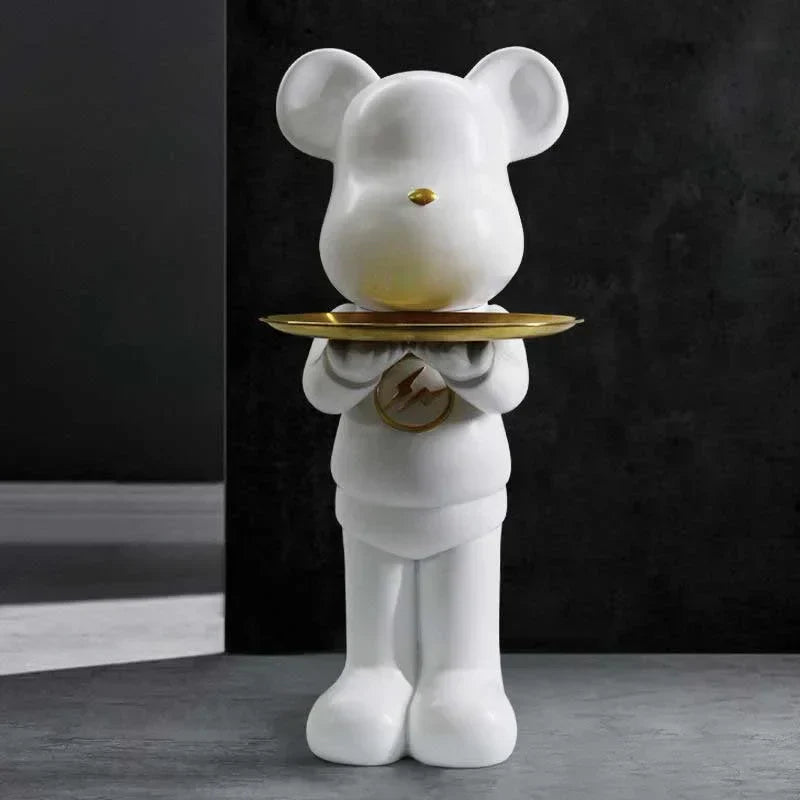 Bear Figure Sculpture with Built-In Display Tray