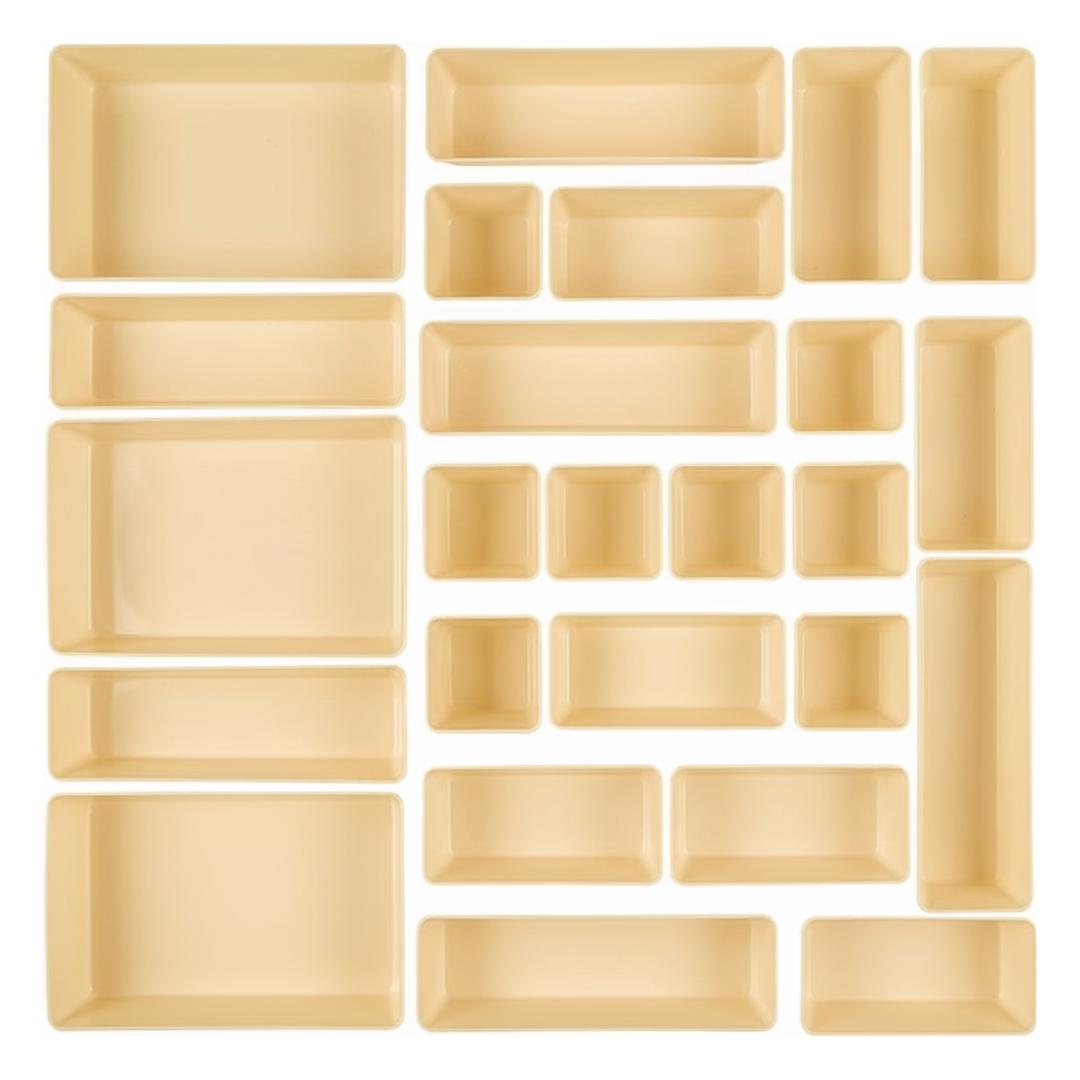 Organizer Set With 25 Multi Size Trays For Drawer Storage