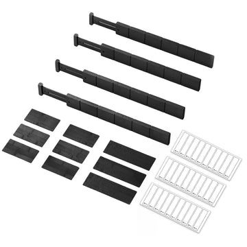 Organizer Set With Expandable Bamboo Dividers For Drawer Storage