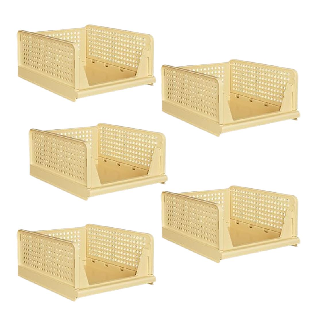 Organizer Set With Five Modular Bins for Closet, Desk and Floor Storage