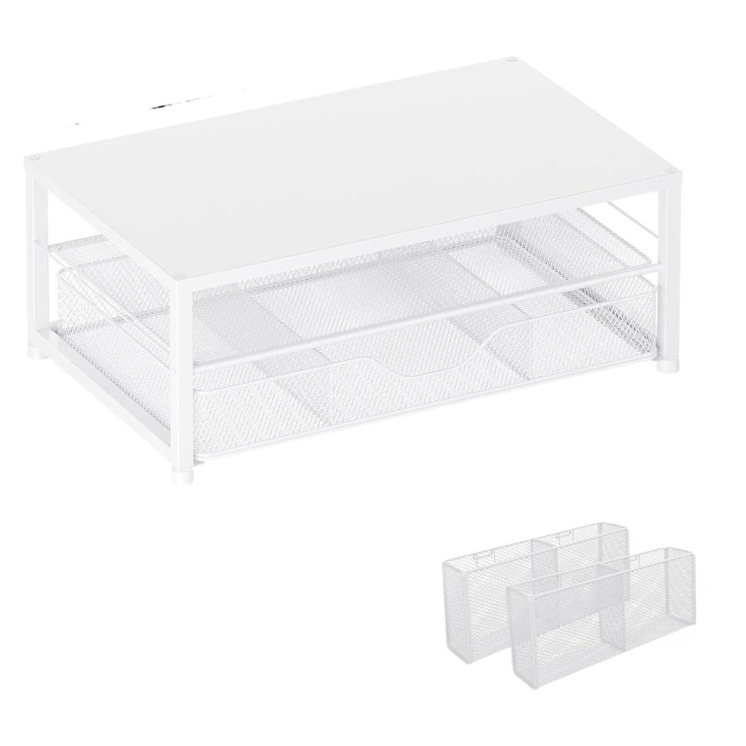 Organizer Stand With 2 Storage Levels For Monitor and Laptop Setup