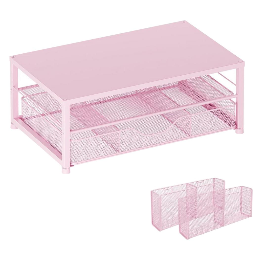 Organizer Stand With 2 Storage Levels For Monitor and Laptop Setup