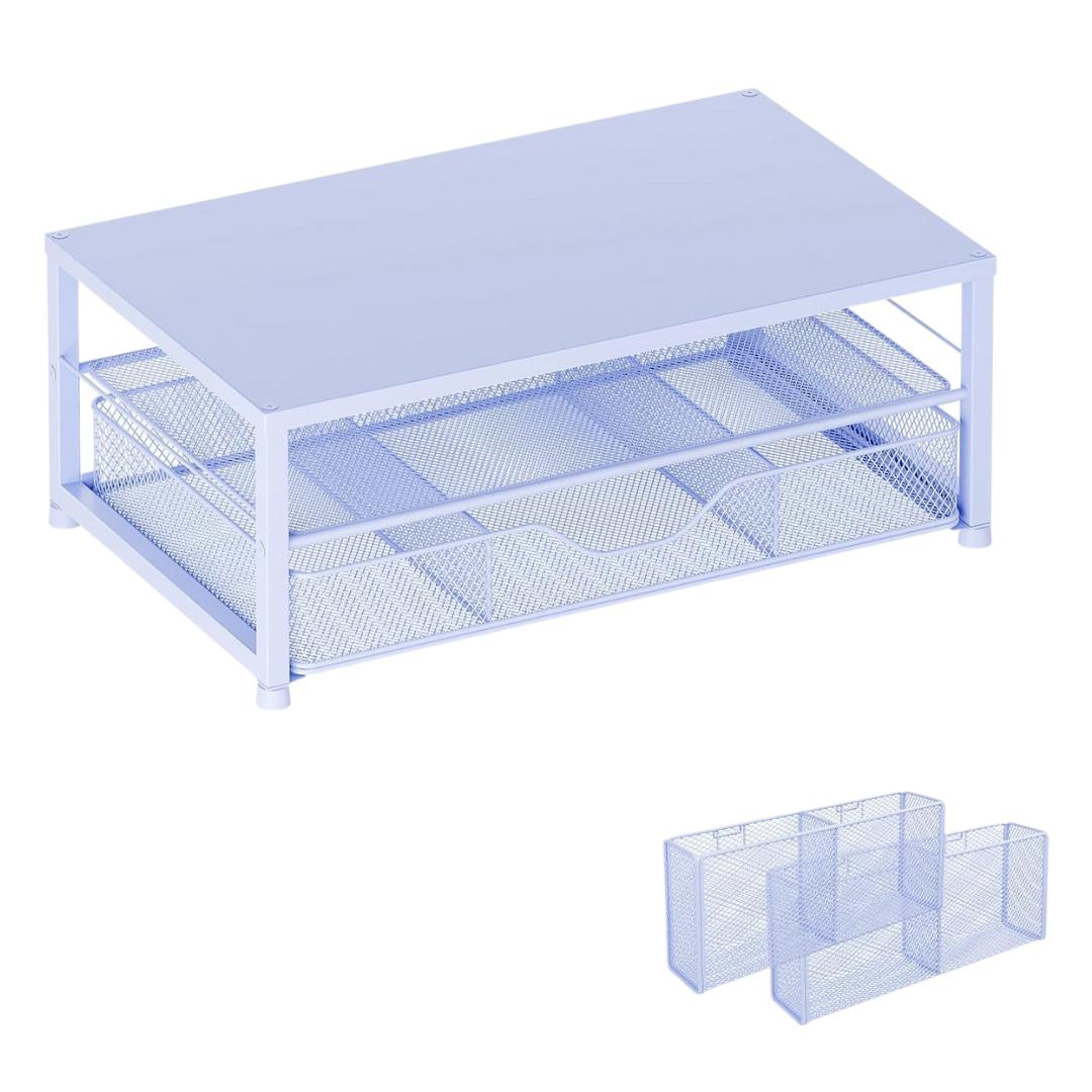 Organizer Stand With 2 Storage Levels For Monitor and Laptop Setup