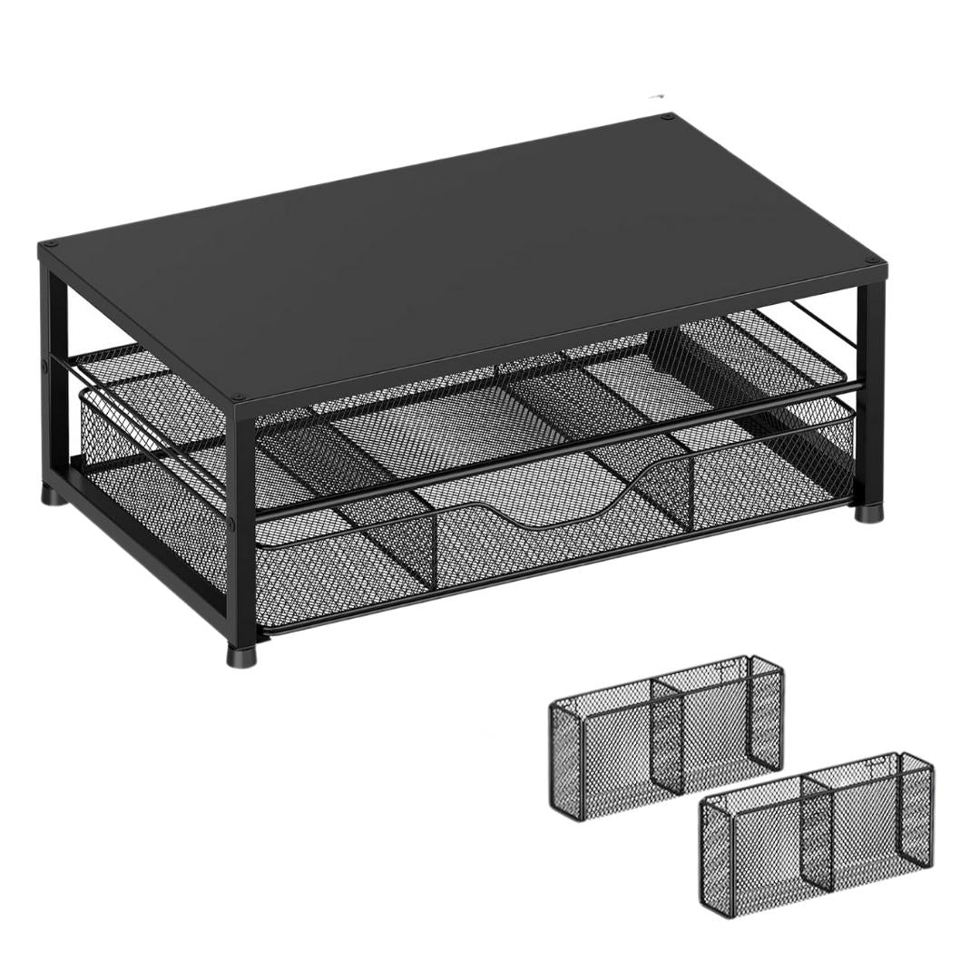 Organizer Stand With 2 Storage Levels For Monitor and Laptop Setup