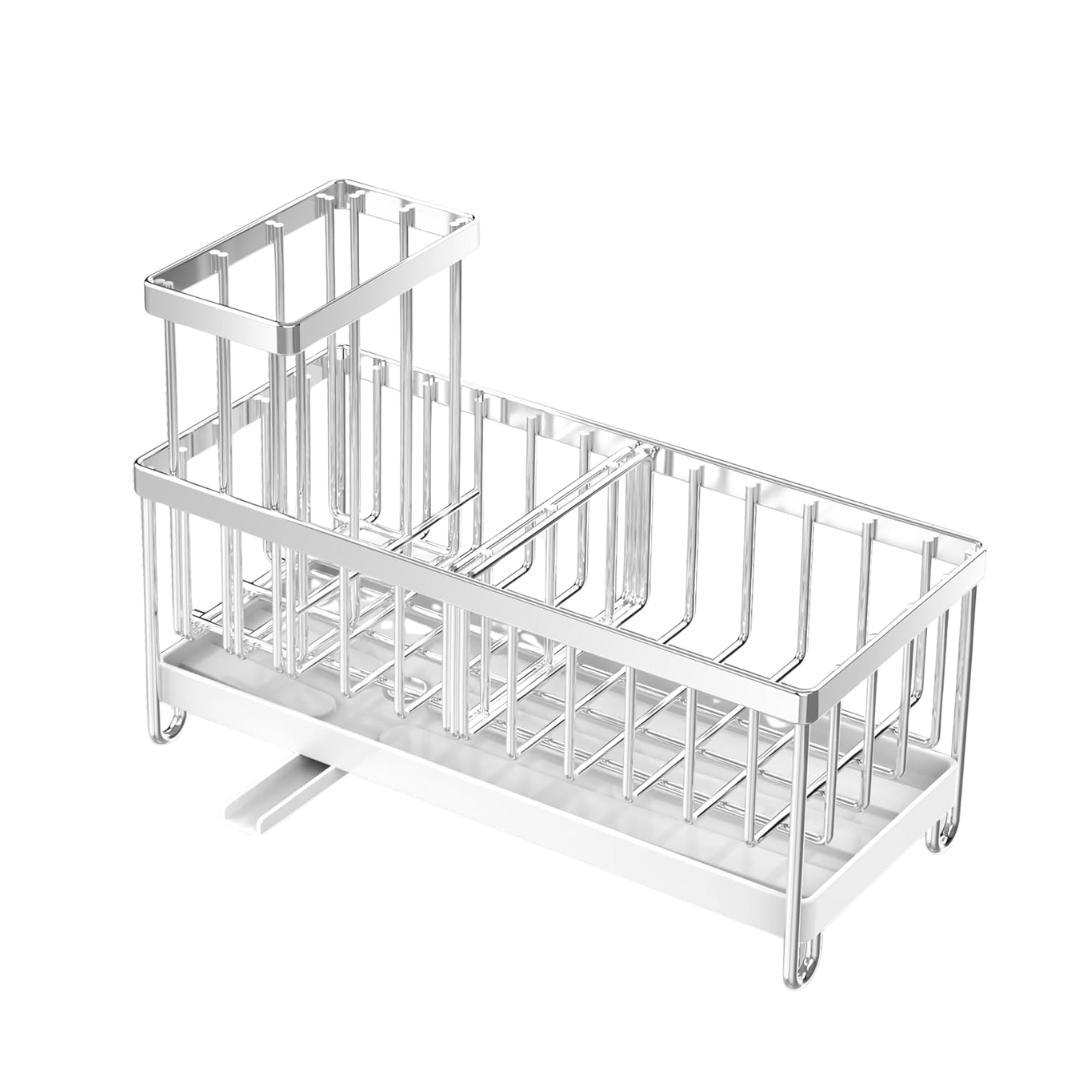 Organizer With Rotating Drain Spout and Three Sinkside Storage Compartments