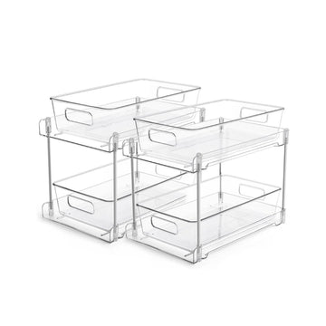 Organizers With 2 Clear Pull Out Drawers For Cabinet and Counter Storage
