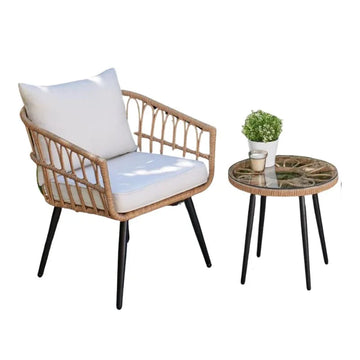Woven Rattan Outdoor Cafe Seating Set