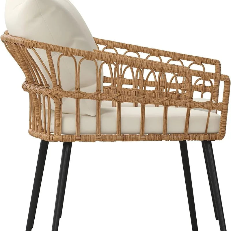 Woven Rattan Outdoor Cafe Seating Set