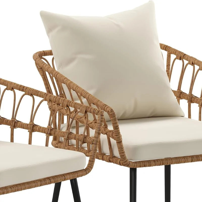 Woven Rattan Outdoor Cafe Seating Set