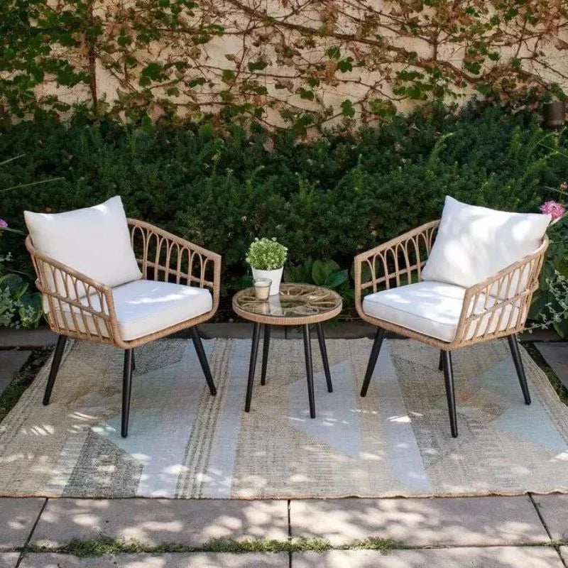 Woven Rattan Outdoor Cafe Seating Set